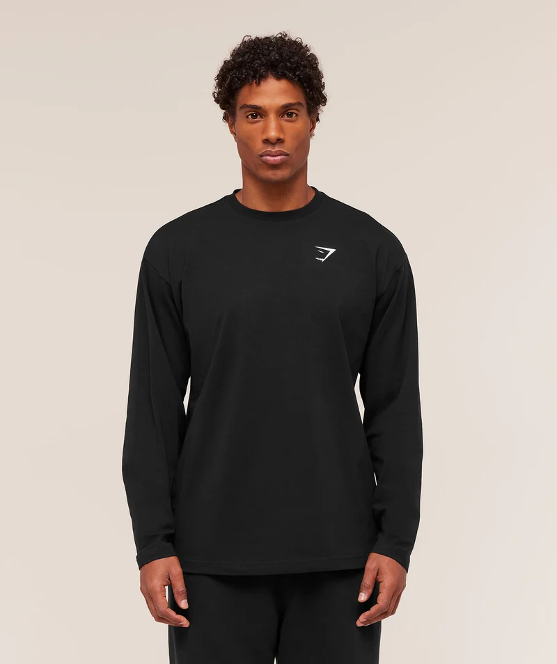Gymshark Essential Oversized Long Sleeve T-Shirt - Black