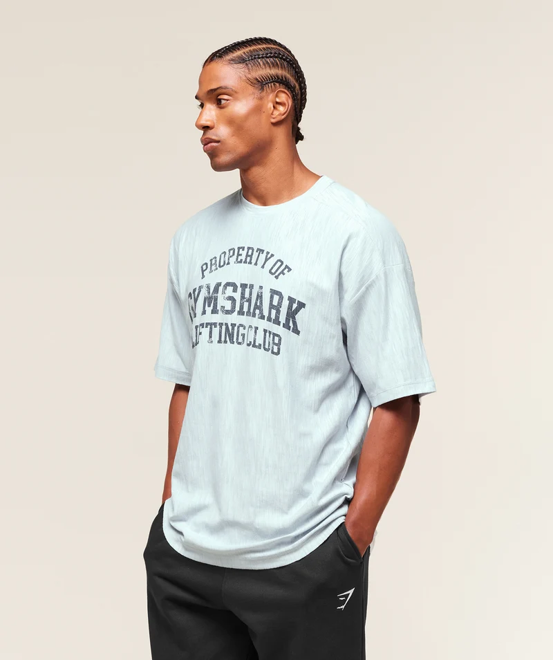 Gymshark Lightweight Slub Textured T-Shirt - Smoke Blue