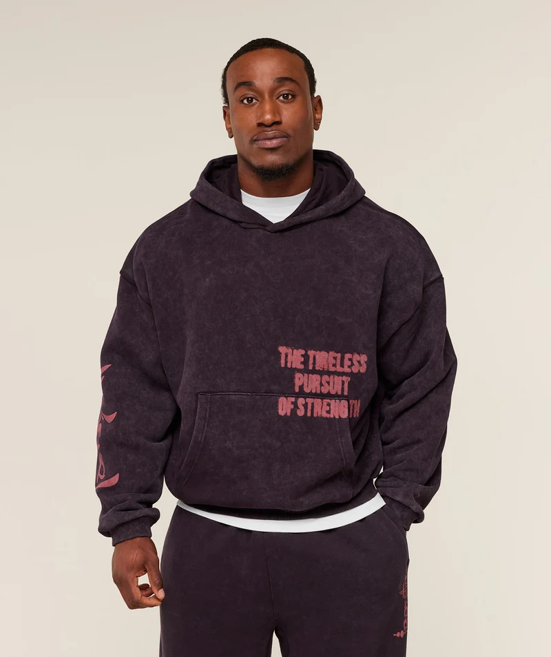 Gymshark Frazetta Graphic Hoodie - Asphalt Grey/Plum Brown