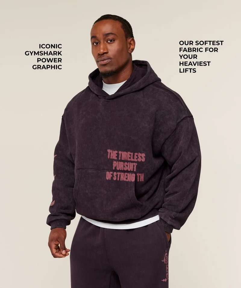 Gymshark Frazetta Graphic Hoodie - Asphalt Grey/Plum Brown