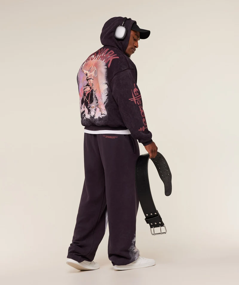 Gymshark Frazetta Graphic Hoodie - Asphalt Grey/Plum Brown