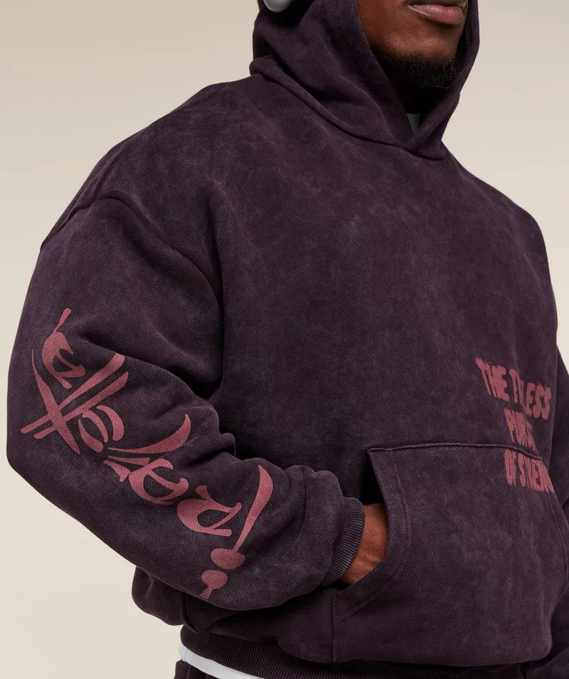 Gymshark Frazetta Graphic Hoodie - Asphalt Grey/Plum Brown