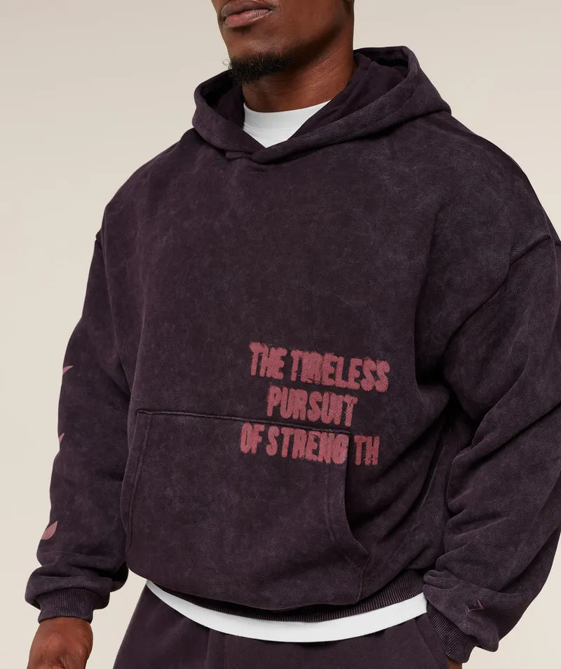 Gymshark Frazetta Graphic Hoodie - Asphalt Grey/Plum Brown
