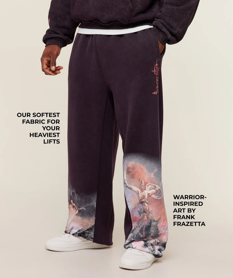 Gymshark Frazetta Graphic Jogger - Asphalt Grey/Plum Brown