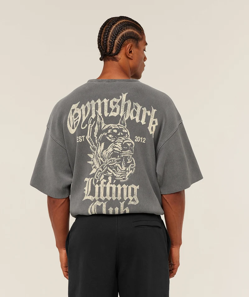 Gymshark Heavyweight Textured Graphic T-Shirt - Dark Grey