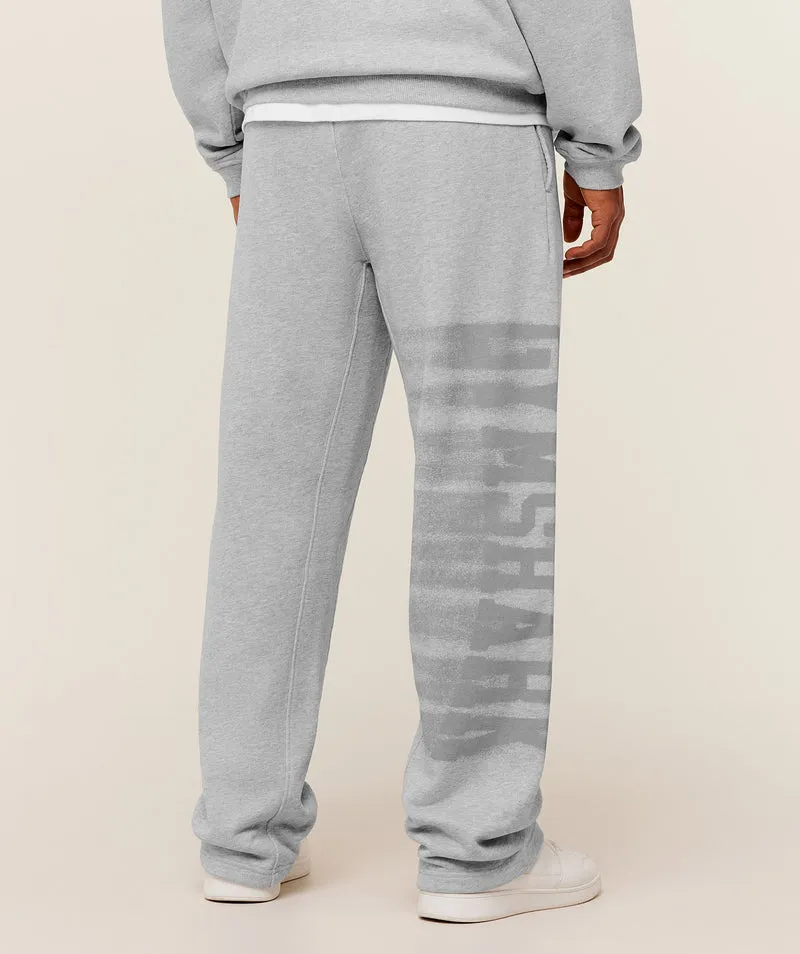 Gymshark Fade Graphic Straight Leg Pant - Light Grey Core Marl