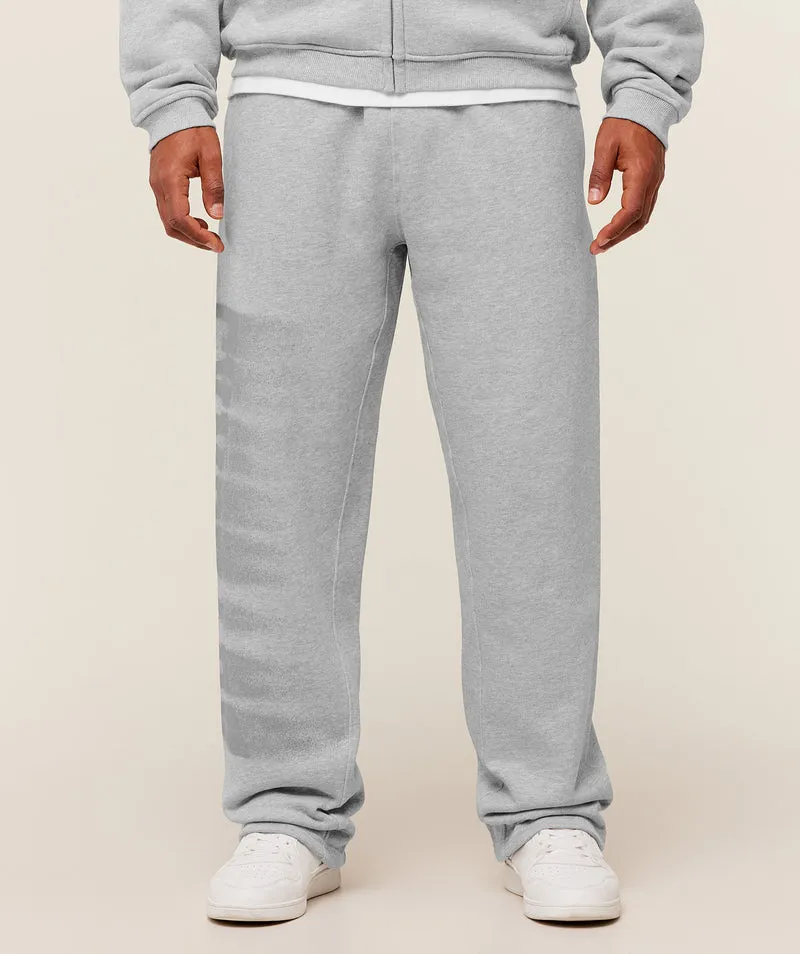 Gymshark Fade Graphic Straight Leg Pant - Light Grey Core Marl