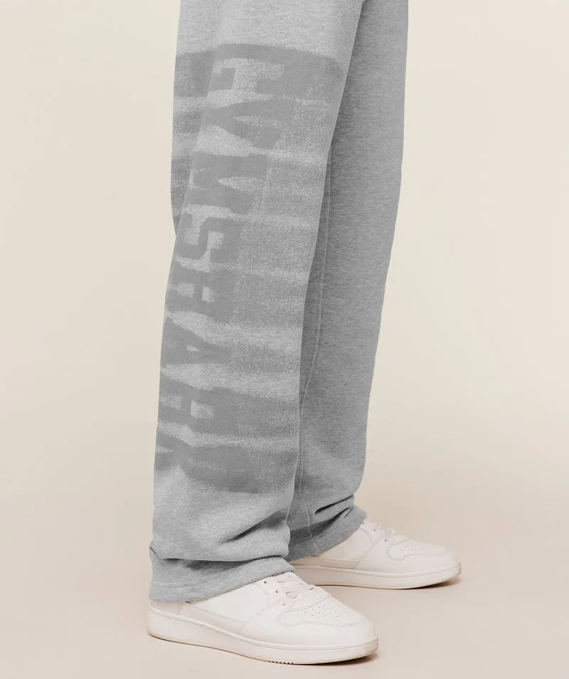Gymshark Fade Graphic Straight Leg Pant - Light Grey Core Marl