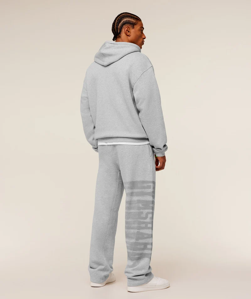 Gymshark Fade Graphic Straight Leg Pant - Light Grey Core Marl