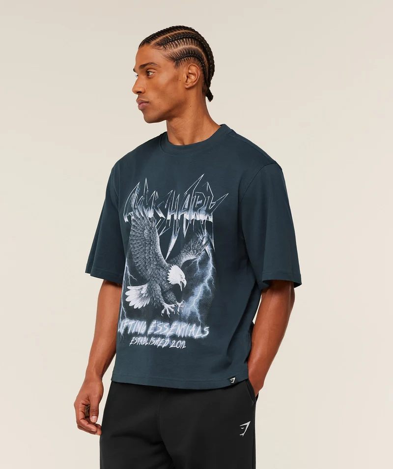 Gymshark Eagle Band Style Graphic T-Shirt - Stealth Blue