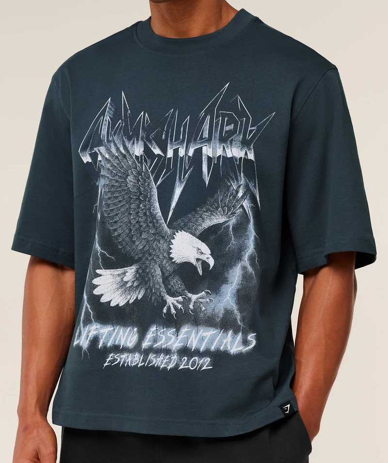 Gymshark Eagle Band Style Graphic T-Shirt - Stealth Blue