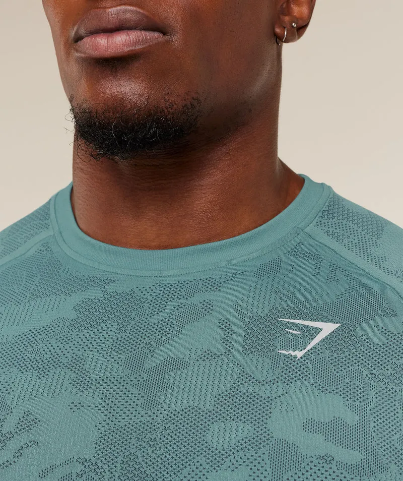 Gymshark Geo Seamless T-Shirt - Storm Blue/Stealth Blue
