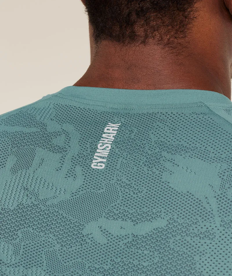 Gymshark Geo Seamless T-Shirt - Storm Blue/Stealth Blue