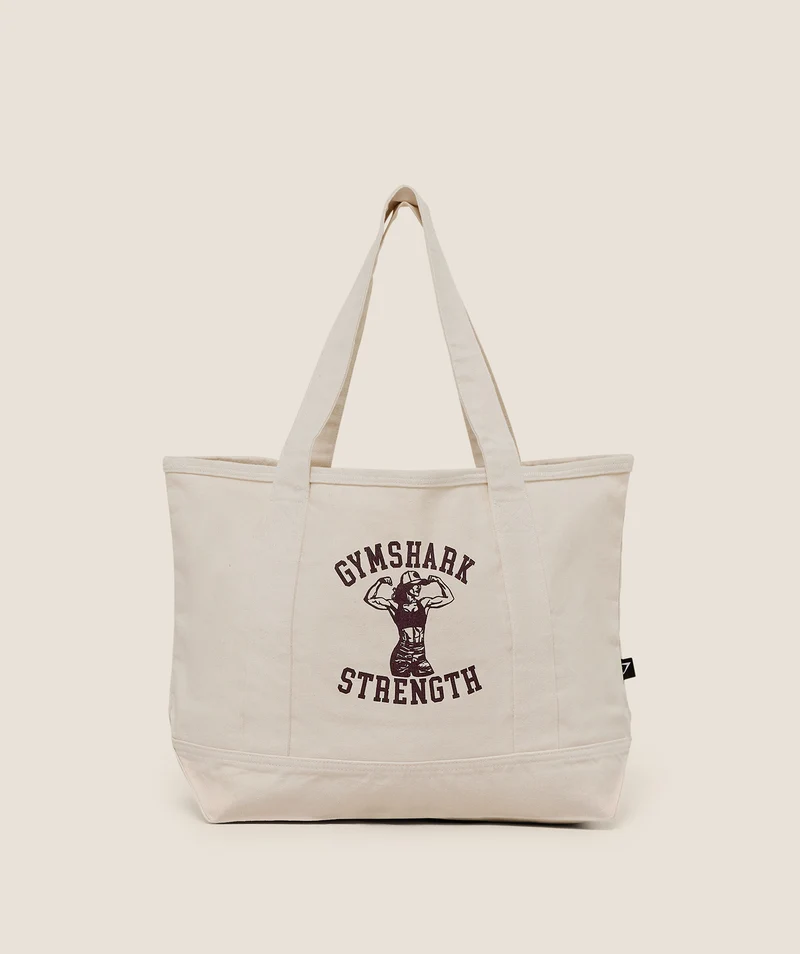 Gymshark Strength Graphic Tote Bag - Ecru White