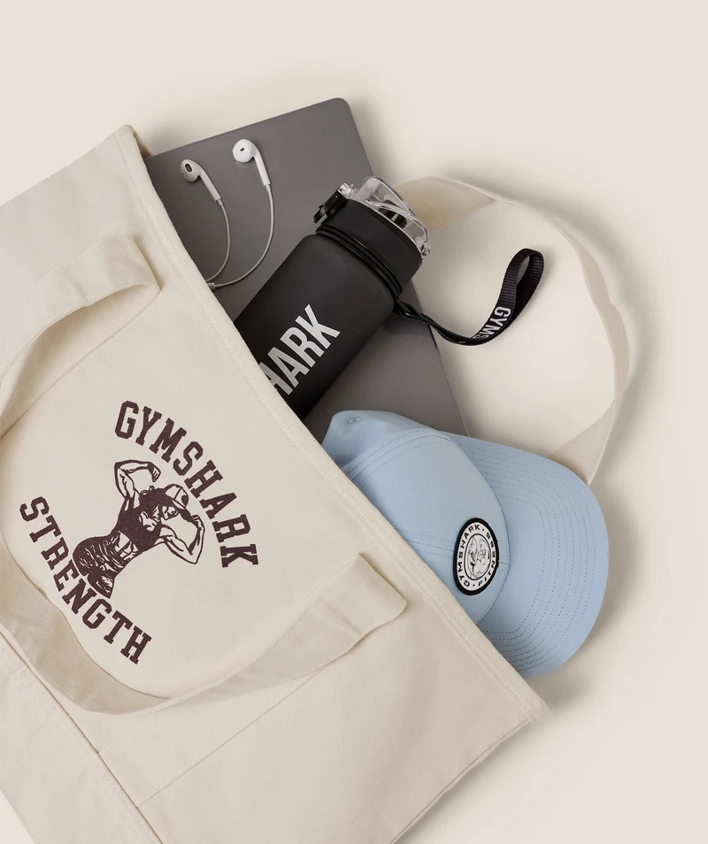 Gymshark Strength Graphic Tote Bag - Ecru White