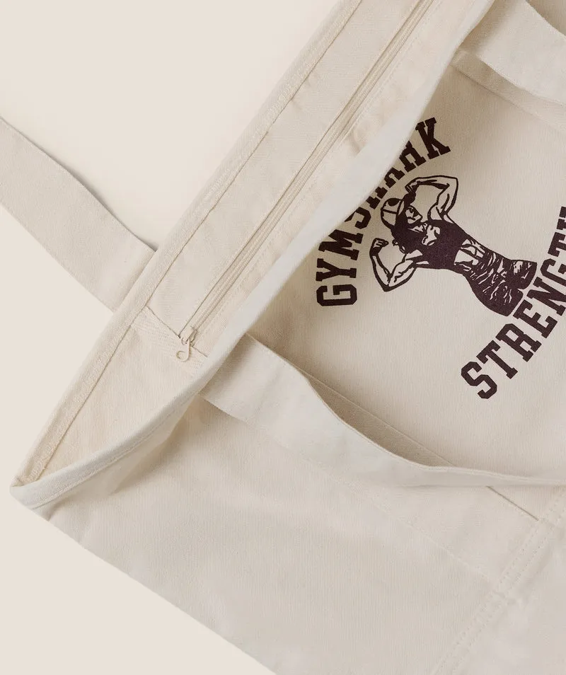 Gymshark Strength Graphic Tote Bag - Ecru White