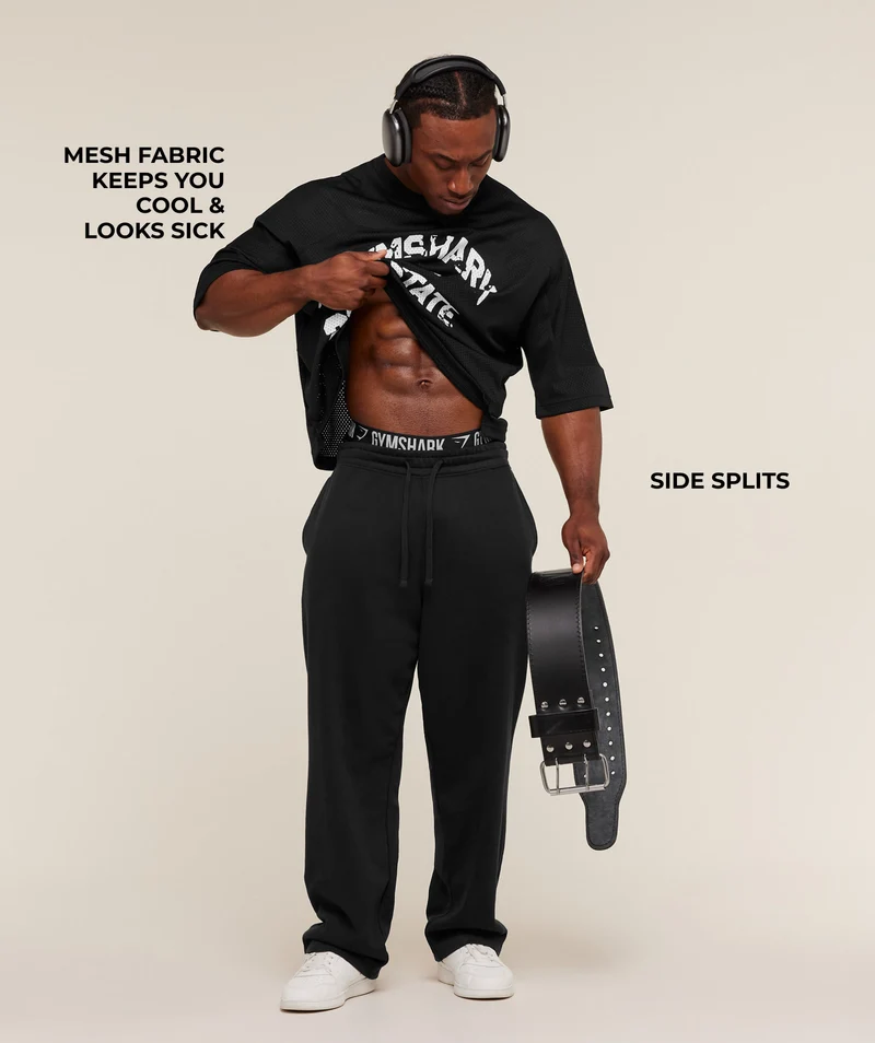 Gymshark Graphic Mesh Oversized T-Shirt - Black