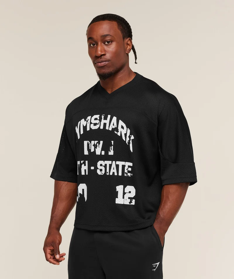 Gymshark Graphic Mesh Oversized T-Shirt - Black
