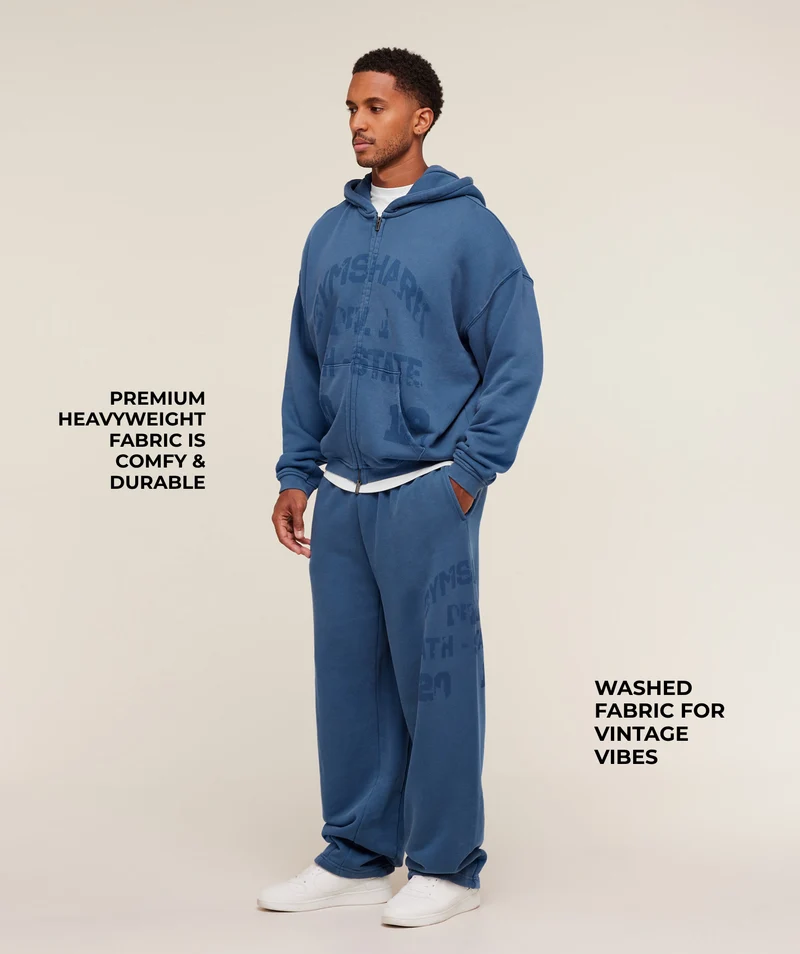 Gymshark Colegiate Washed Wide Leg Jogger - Compound Blue
