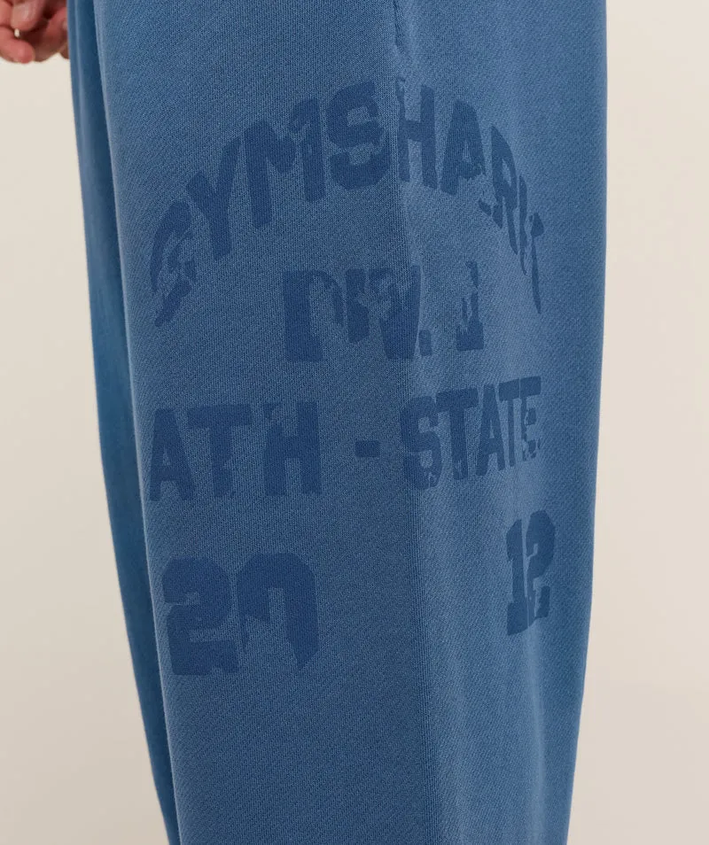 Gymshark Colegiate Washed Wide Leg Jogger - Compound Blue