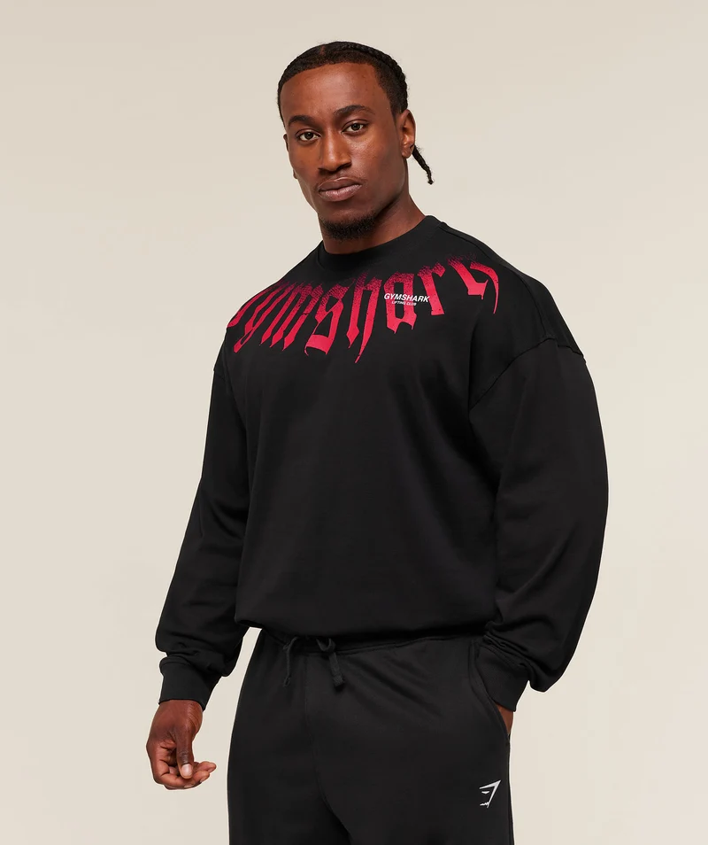 Gymshark Fade Graphic Long Sleeve T-Shirt - Black