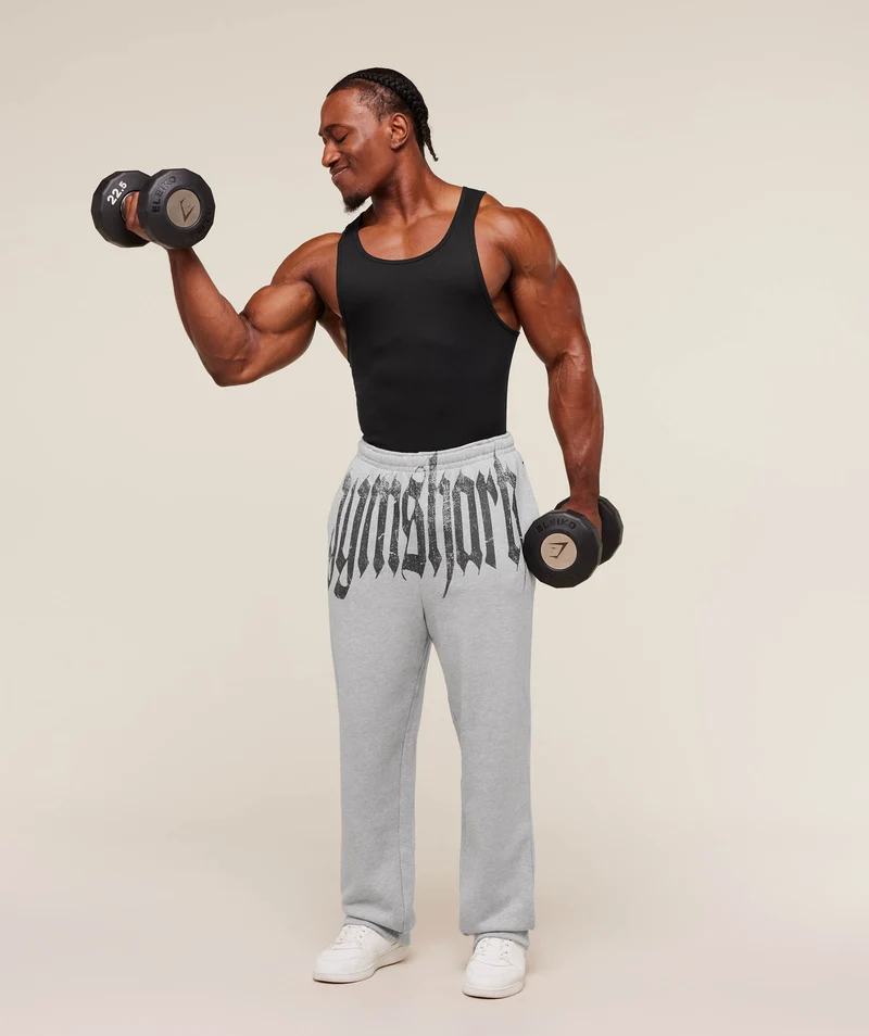 Gymshark Fade Graphic Straight Leg Joggers - Light Grey Core Marl