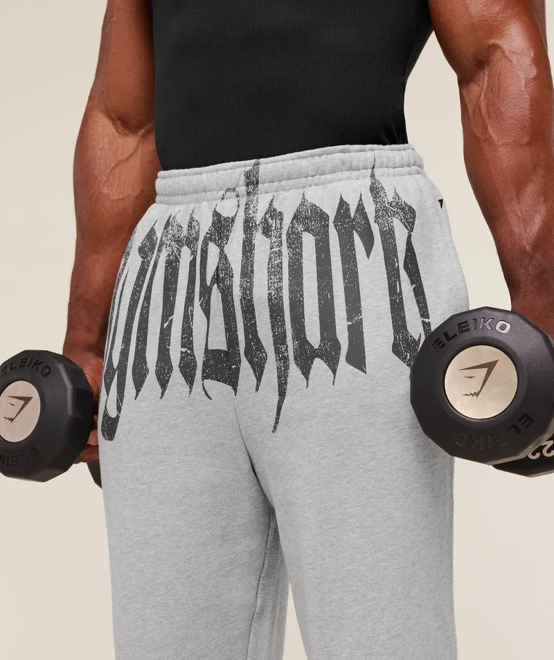 Gymshark Fade Graphic Straight Leg Joggers - Light Grey Core Marl