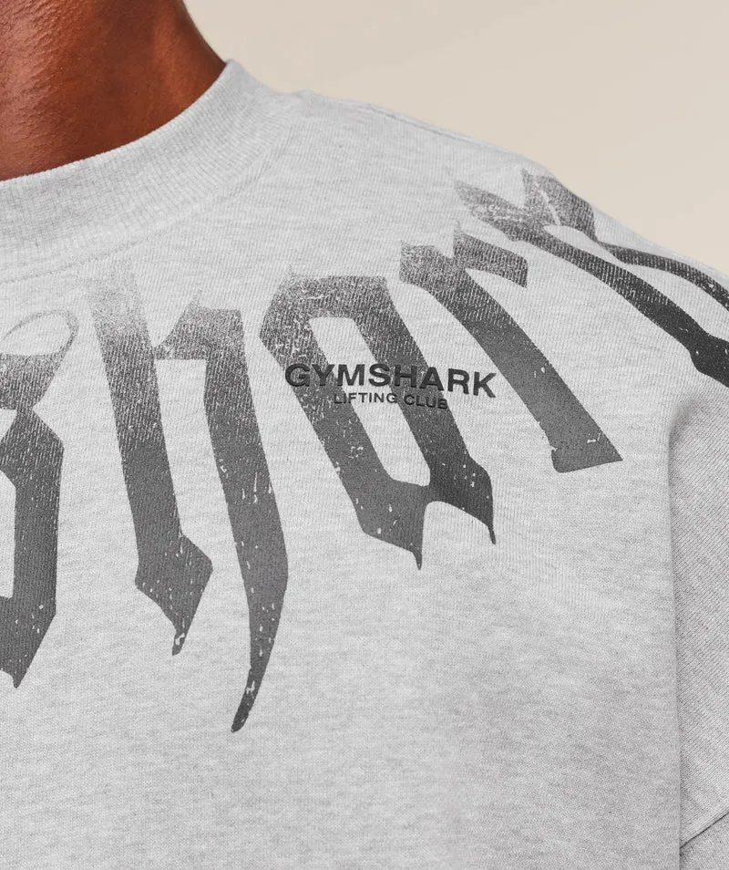 Gymshark Fade Graphic Crew - Light Grey Core Marl