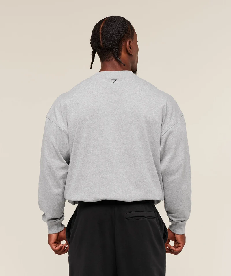 Gymshark Fade Graphic Long Sleeve T-Shirt - Light Grey Core Marl
