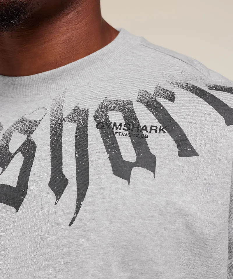 Gymshark Fade Graphic Long Sleeve T-Shirt - Light Grey Core Marl