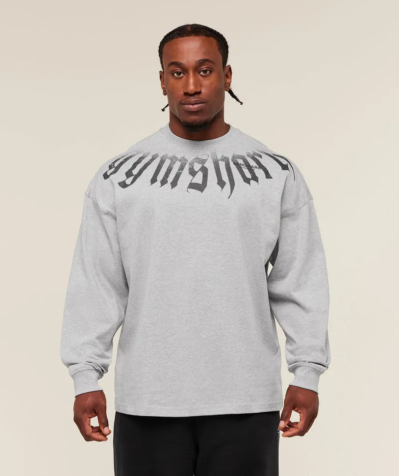 Gymshark Fade Graphic Long Sleeve T-Shirt - Light Grey Core Marl