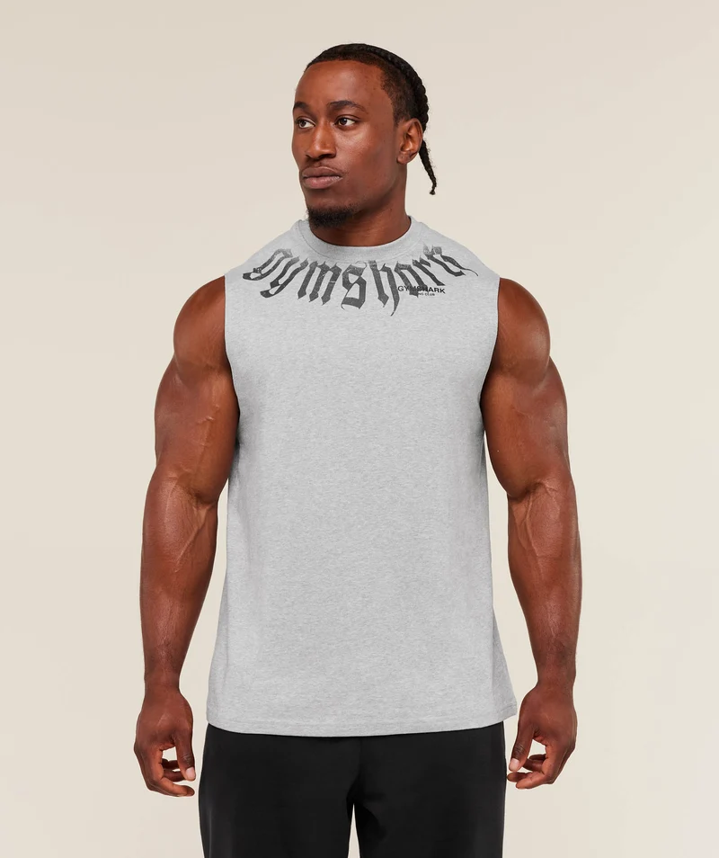 Gymshark Fade Graphic Tank - Light Grey Core Marl