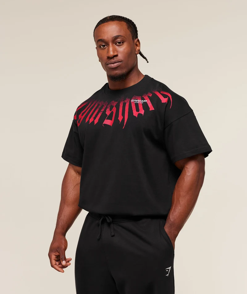 Gymshark Fade Graphic T-Shirt - Black