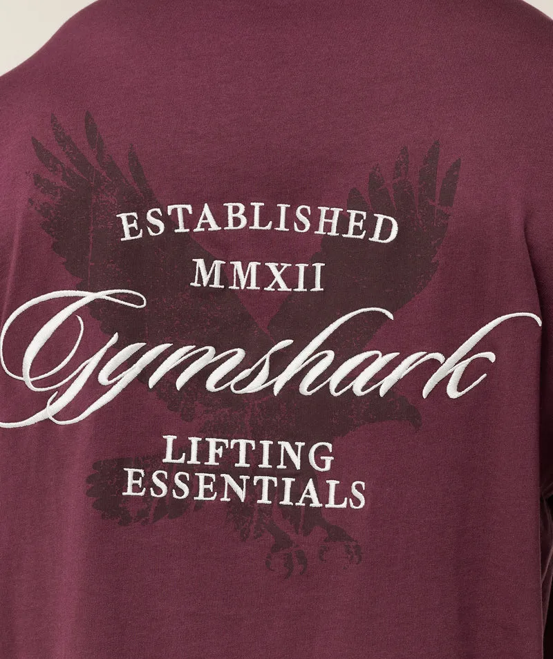 Gymshark Eagle Script Graphic T-Shirt - Impact Burgundy