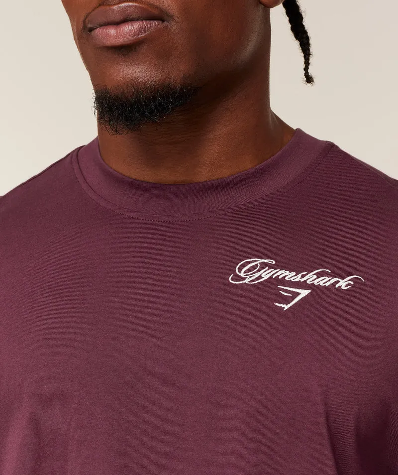Gymshark Eagle Script Graphic T-Shirt - Impact Burgundy