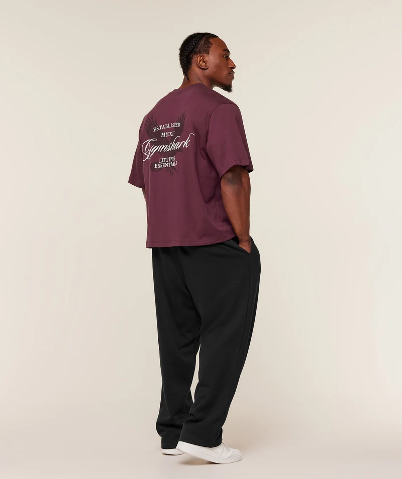 Gymshark Eagle Script Graphic T-Shirt - Impact Burgundy