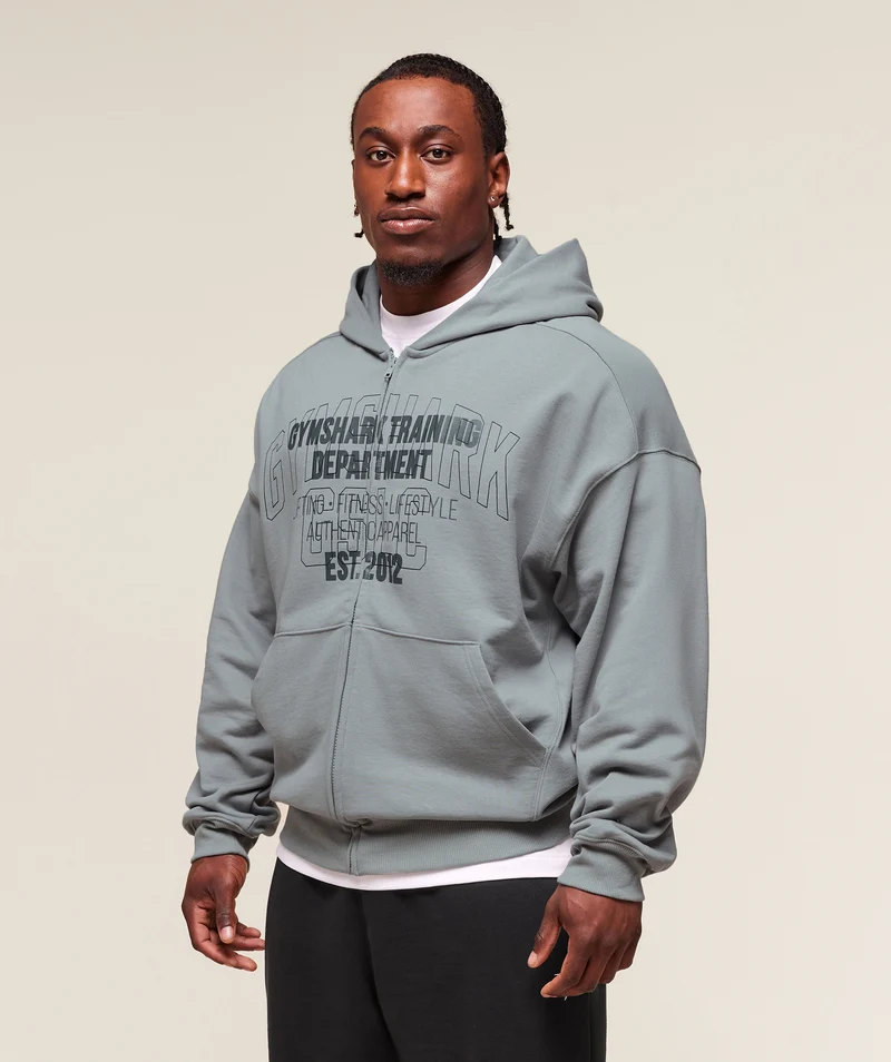 Gymshark Authentic Apparel Zip Up Hoodie - Smokey Grey