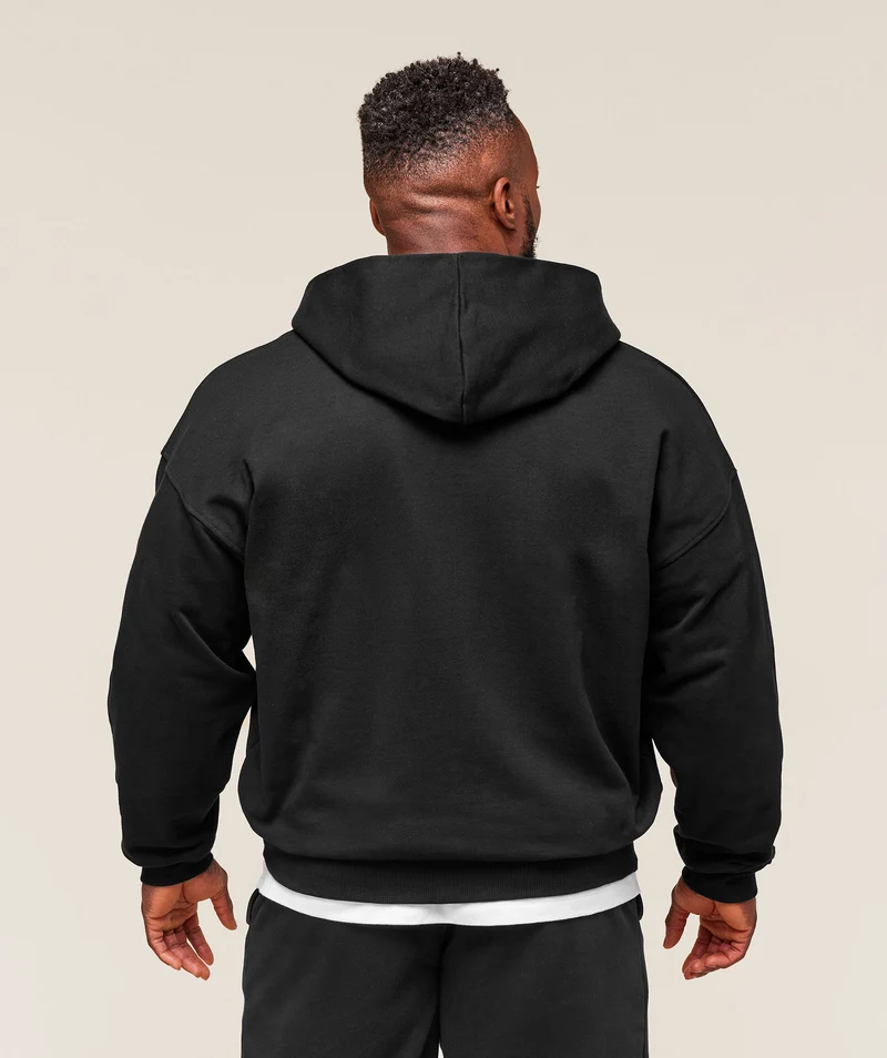 Gymshark Collegiate Script Zip Up Hoodie - Black/White