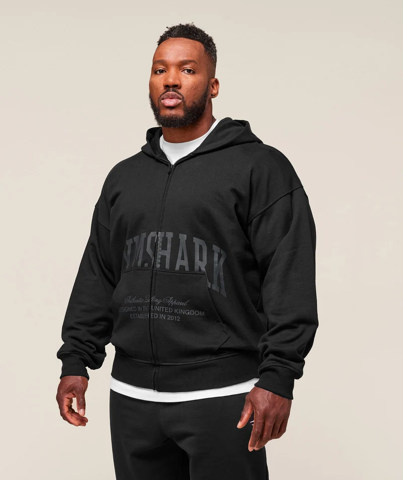 Gymshark Collegiate Script Zip Up Hoodie - Black