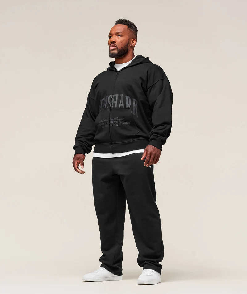 Gymshark Collegiate Script Zip Up Hoodie - Black