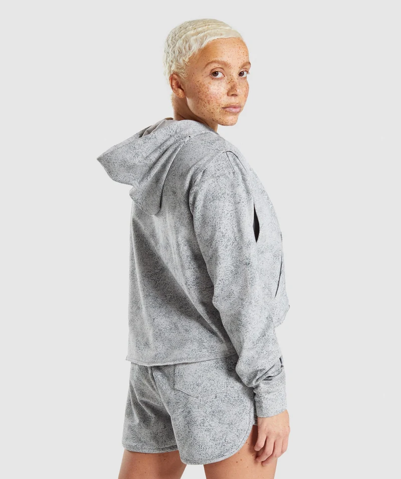 Gymshark Chalk Hoodie - Light Grey Print