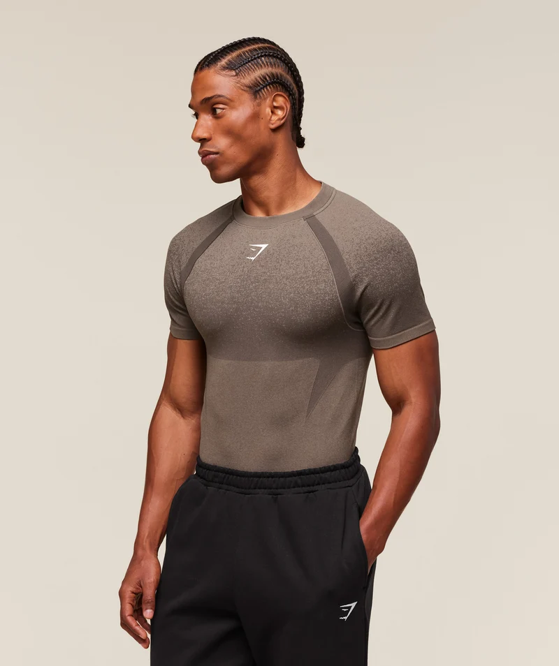 Gymshark Shadow Seamless T Shirt - Camo Brown
