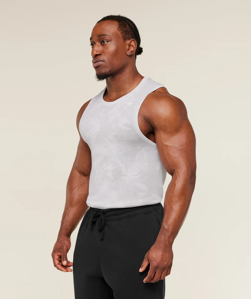 Gymshark Geo Seamless Tank - White/Light Grey