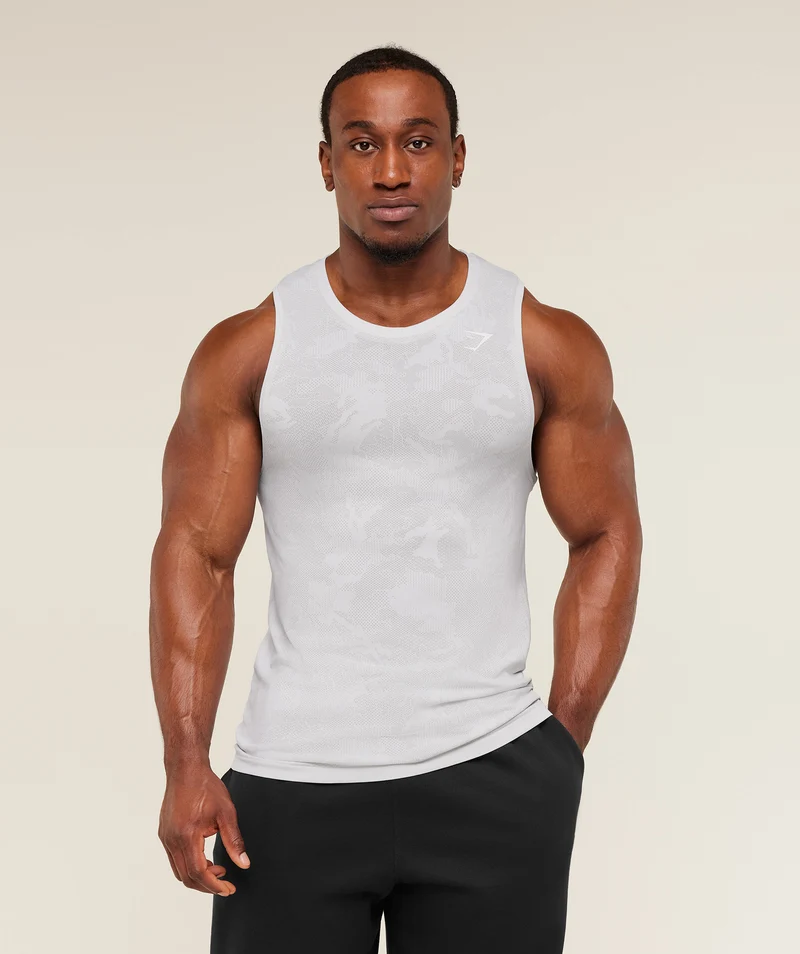 Gymshark Geo Seamless Tank - White/Light Grey