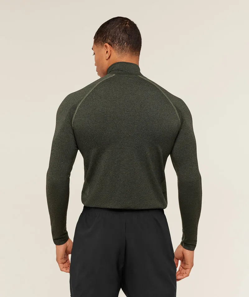 Gymshark Vital Seamless 1/4 Zip - Core Olive/Black