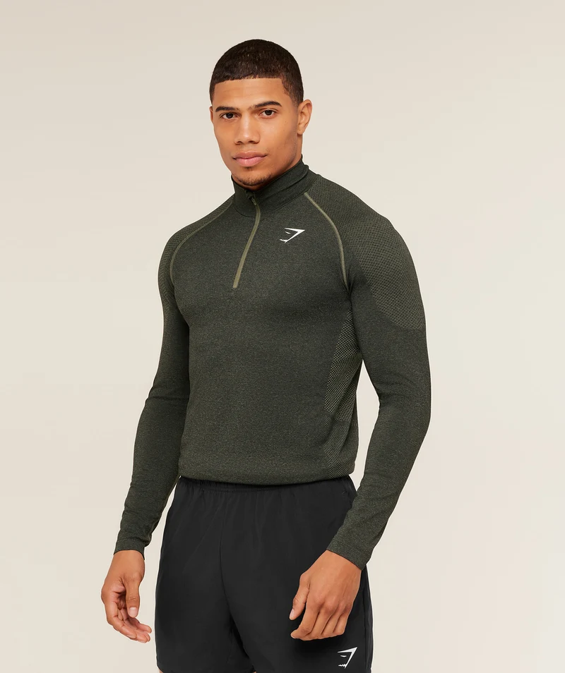 Gymshark Vital Seamless 1/4 Zip - Core Olive/Black