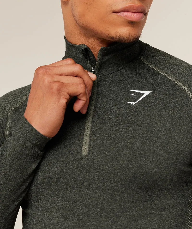 Gymshark Vital Seamless 1/4 Zip - Core Olive/Black