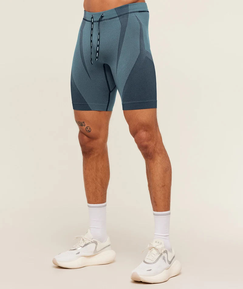 Gymshark Seamless Running Half Tight - Stealth Blue/Storm Blue