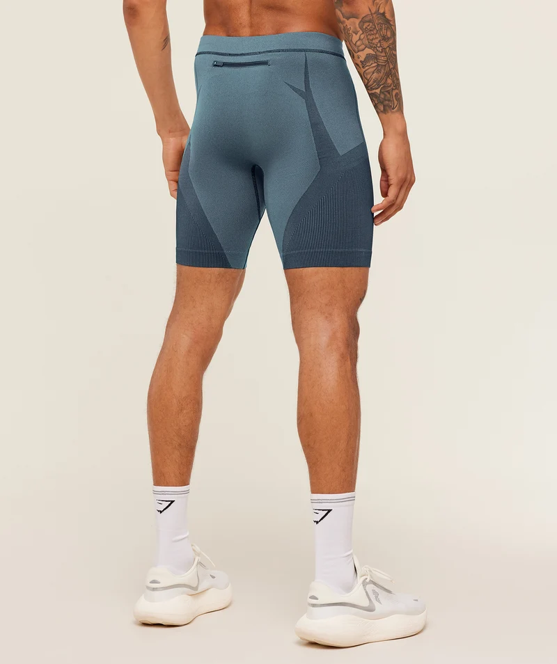 Gymshark Seamless Running Half Tight - Stealth Blue/Storm Blue