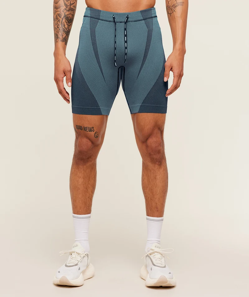 Gymshark Seamless Running Half Tight - Stealth Blue/Storm Blue